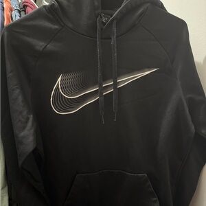Nike Men's Black Hoodie with White Logo